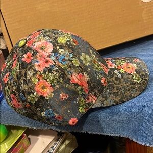 Sparkly Floral Black Cap